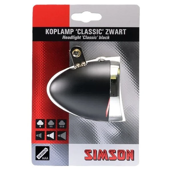 Simson Batterij Koplamp Classic - zwart