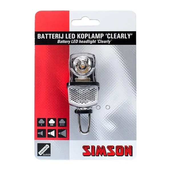 Simson koplamp voor voorvork LED 'Clearly' - met batterijen