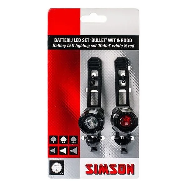 Simson Battery LED Verlichtingsset "Bullet" 2.5/1.5 Lux