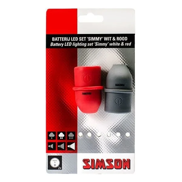 Simson Verlichtingsset LED ''Simmy'' - zwart/rood (batterij)