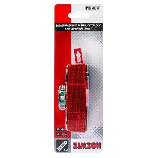 Batterij bagagedrager achterlicht Simson Block 1 LED - On/Off