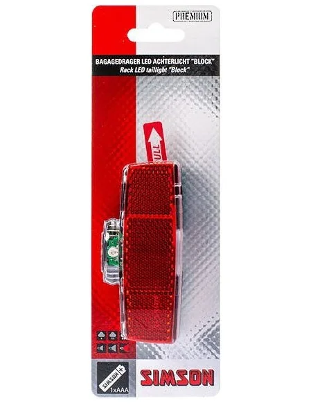 Batterij bagagedrager achterlicht Simson Block 1 LED - On/Off