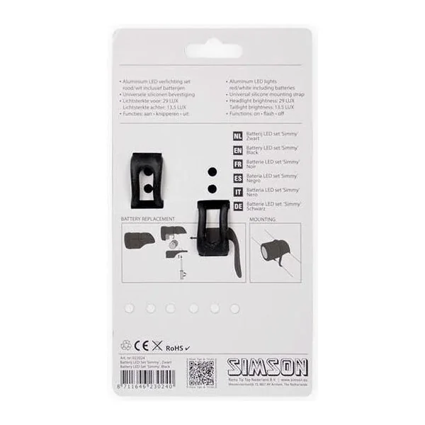 Simson Batterij LED set ''Simmy'' - zwart/zwart