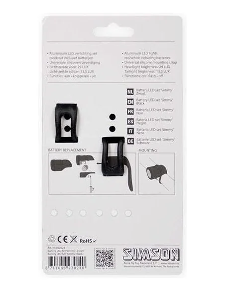 Simson Batterij LED set ''Simmy'' - zwart/zwart
