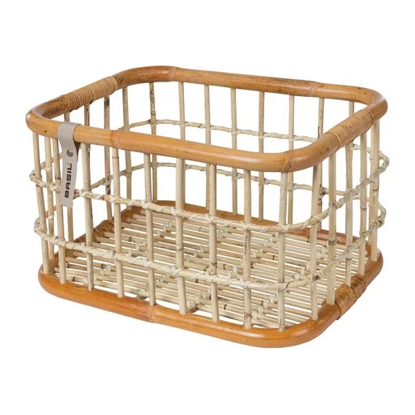 Rotan fietsmand Basil Green Life L 30 liter 46 x 35 x 28 cm - natural bruin