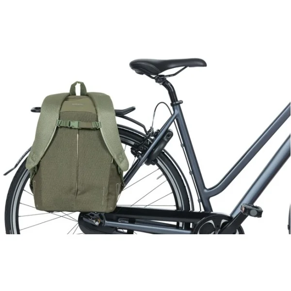 Fietsrugzak voor 13" laptop Basil B-Safe Commuter Nordlicht 13 liter 26 x 13 x 40 cm - olijfgroen