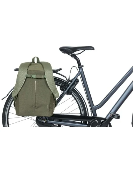 Fietsrugzak voor 13" laptop Basil B-Safe Commuter Nordlicht 13 liter 26 x 13 x 40 cm - olijfgroen