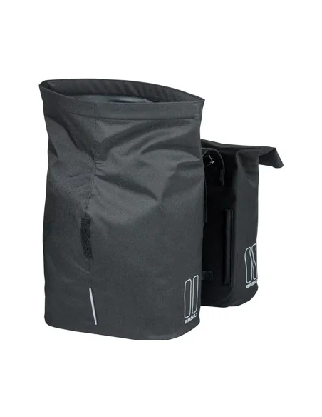 Dubbele fietstas Basil City 28 tot 32 liter 30 x 18 x 49 cm - zwart