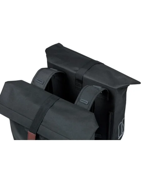 Dubbele fietstas Basil City 28 tot 32 liter 30 x 18 x 49 cm - zwart