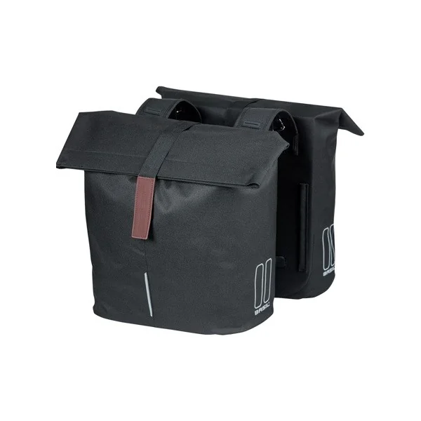 Dubbele fietstas Basil City 28 tot 32 liter 30 x 18 x 49 cm - zwart