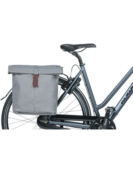 Dubbele fietstas Basil City 28 tot 32 liter 30 x 18 x 49 cm - grey melee