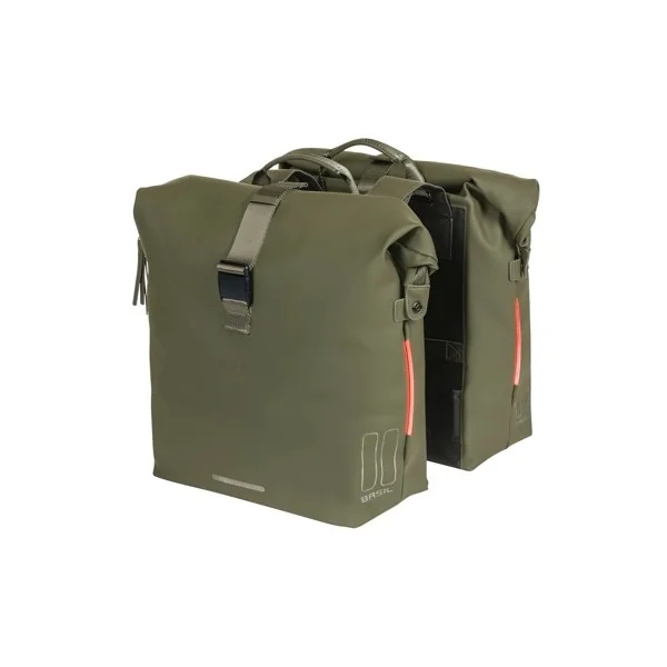Dubbele fietstas Basil SoHo Nordlicht 41 liter 31 x 13 x 37 cm - mosgroen