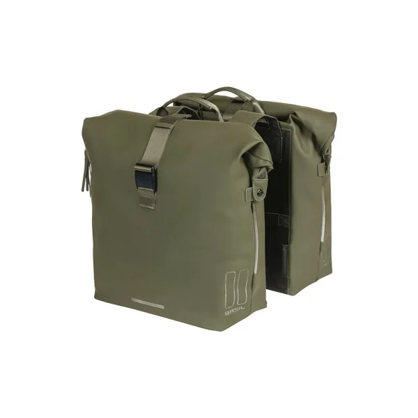 Dubbele fietstas Basil SoHo Nordlicht 41 liter 31 x 13 x 37 cm - mosgroen