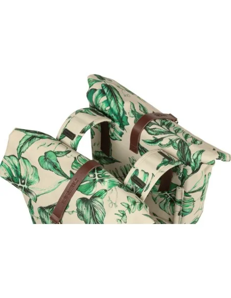Dubbele fietstas Basil Ever-Green 28 tot 32 liter 28 x 16 x 35 cm - sandshell beige