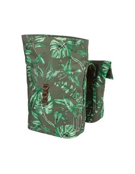 Dubbele fietstas Basil Ever Green 28 tot 32 liter 28 x 16 x 35 cm - thyme groen