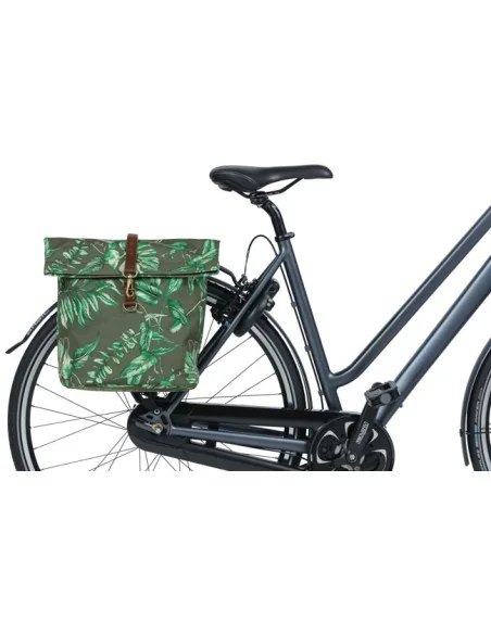 Dubbele fietstas Basil Ever Green 28 tot 32 liter 28 x 16 x 35 cm - thyme groen
