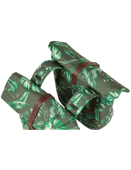 Dubbele fietstas Basil Ever Green 28 tot 32 liter 28 x 16 x 35 cm - thyme groen