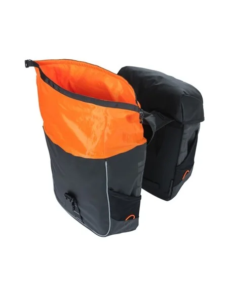 Dubbele fietstas Basil Miles Tarpaulin 34 liter 34 x 16 x 43 cm - zwart/oranje