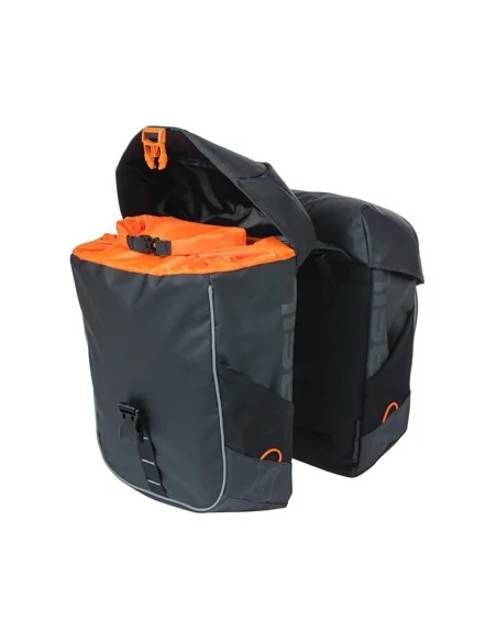 Dubbele fietstas Basil Miles Tarpaulin 34 liter 34 x 16 x 43 cm - zwart/oranje