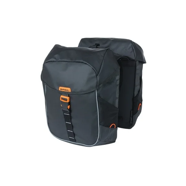 Dubbele fietstas Basil Miles Tarpaulin 34 liter 34 x 16 x 43 cm - zwart/oranje