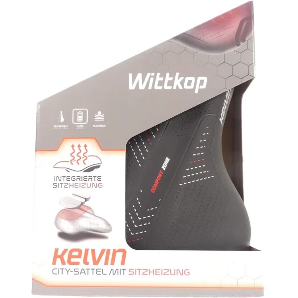 Fietszadel Wittkop Kelvin Accu met zadelstrop - zwart