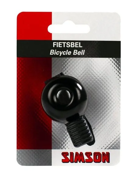 Fietsbel Simson Mini met flex-band bevestiging - zwart