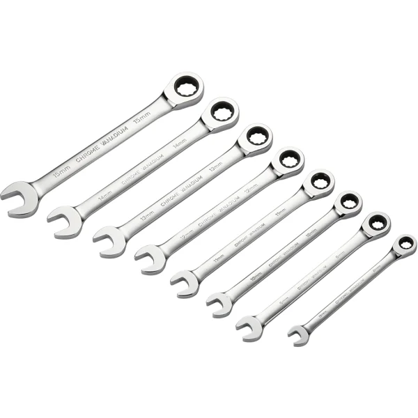 Icetoolz Steek-/Ring-/Ratelsleutelset 8-15mm - Zwart