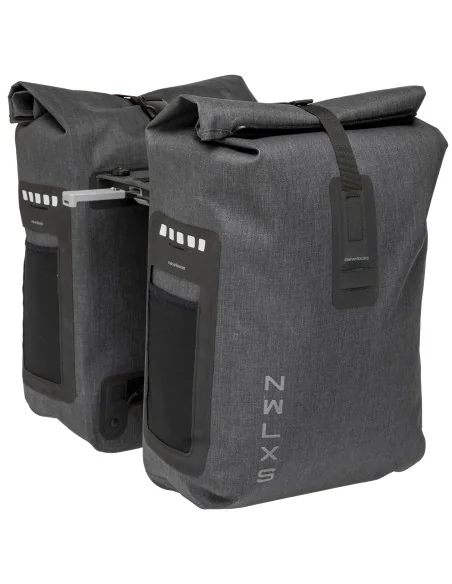 Dubbele fietstas New Looxs Varo Double MIK 40 liter 28 x 43 x 17 cm (x2) - grijs