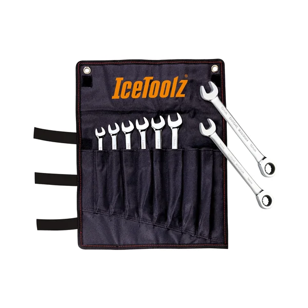 Icetoolz Steek-/Ring-/Ratelsleutelset 8-15mm - Zwart