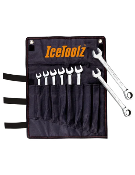 Icetoolz Steek-/Ring-/Ratelsleutelset 8-15mm - Zwart
