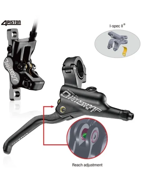 Hydraulische schijfremset Tektro HD-M745 Orion rechts met 1800 mm leiding - zwart
