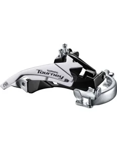 Voorderailleur 3 x 6/7-speed Shimano Tourney FD-TY510 top swing/dual pull - lage klem - 42T (66-69°) - Zwart/Zilver