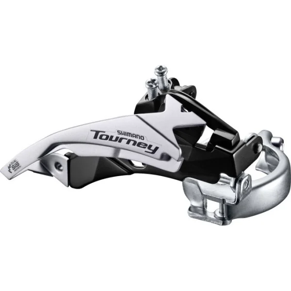Voorderailleur 3 x 6/7-speed Shimano Tourney FD-TY510 top swing/dual pull - lage klem - 42T (66-69°) - Zwart/Zilver