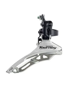 Voorderailleur 3 x 6/7 speed Shimano Tourney FD-TY300 down swing/down pull - hoge klem 28,6 mm - 42T - (66-69°) - Zwart/Zilver