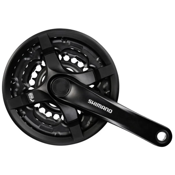 Crankstel 6/7/8 speed Shimano Tourney FC-TY501 met 175mm crankarm 48 x 38 x 28T met kettingscherm - zwart