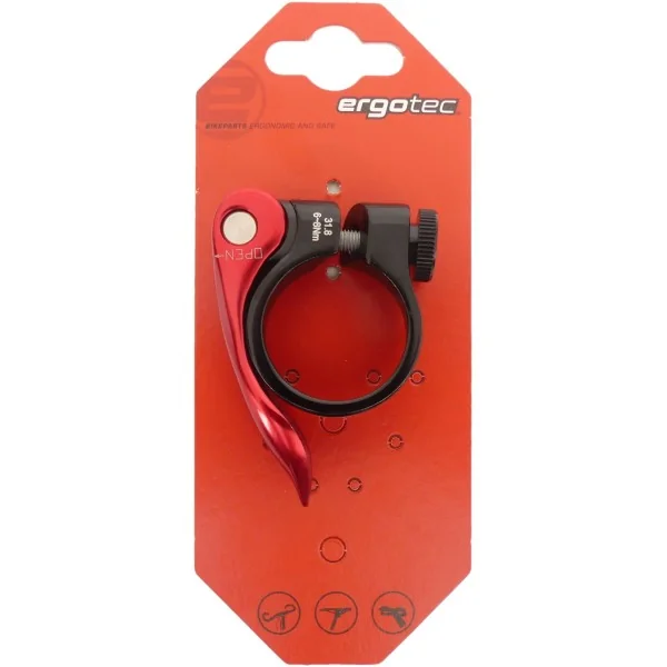 Zadelpenklem Ergotec SCQ-0100 ø31,8 mm aluminium met snelspanner - zwart/rood