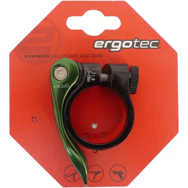 Zadelpenklem Ergotec SCQ-0100 ø31,8 mm aluminium met snelspanner - zwart/groen