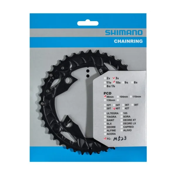 Kettingblad 40T Shimano FC-MT500 / FC-M523 voor kettingbeschermer (AN) 10 speed - zwart