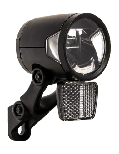 Koplamp Herrmans H-Black MR8 dynamo - aan/uit functie -met houder - 180 lumen