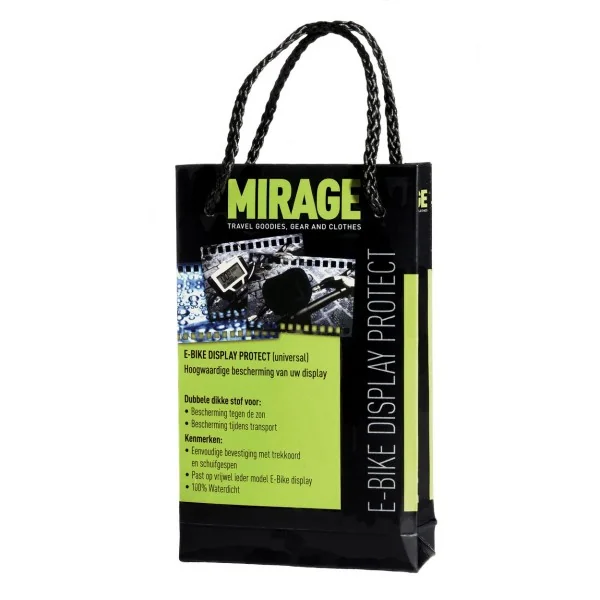 Beschermhoes voor stuurdisplay E-bike Mirage - trekkoord met gespen max.11x 8 cm - zwart