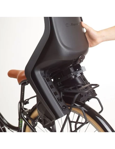 Kinderzitje achter Polisport Bubbly Maxi+ - met een MIK HD compatible dragerbevestiging - zwart / donkergrijs