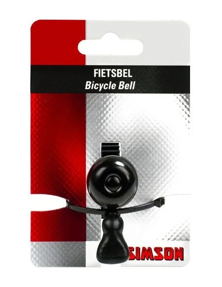Fietsbel Simson ø23mm met rubber elastiek bevestiging - zwart