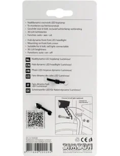 Simson Naafdynamo koplamp 'Luminous', 30 LUX, auto/on/off