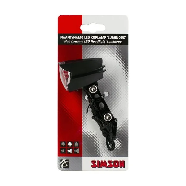 Simson Naafdynamo koplamp 'Luminous', 30 LUX, auto/on/off