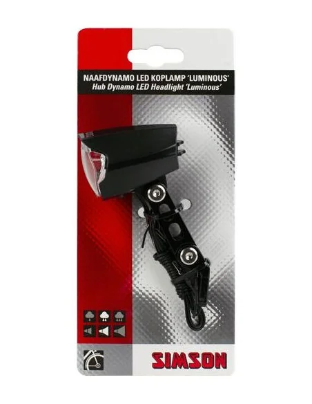 Simson Naafdynamo koplamp 'Luminous', 30 LUX, auto/on/off