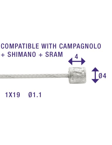 Schakel binnenkabel Elvedes 2250mm RVS Ø1,1mm N-nippel Ø4 × 4 (100 stuks)