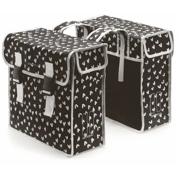 Dubbele fietstas Basil Mara XL 35 liter 37 x 15 x 44 cm - heart dots