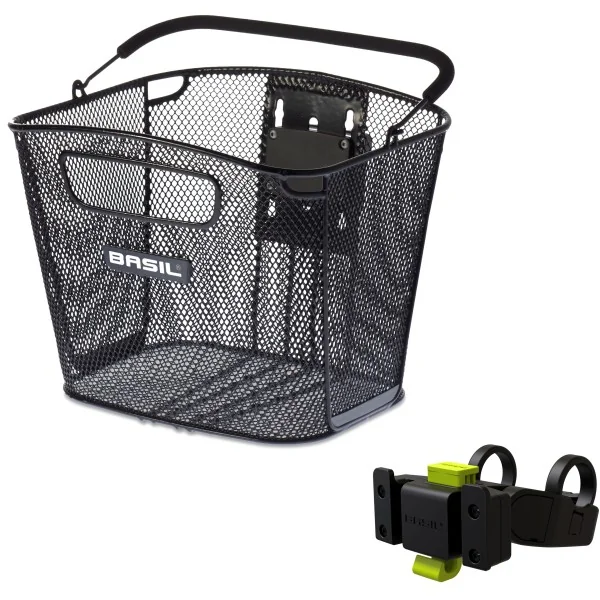 Fietsmand Basil Bold Front KF 28 x 34 x 27 cm - zwart (met KF Handlebar Holder)