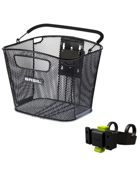 Fietsmand Basil Bold Front KF 28 x 34 x 27 cm - zwart (met KF Handlebar Holder)
