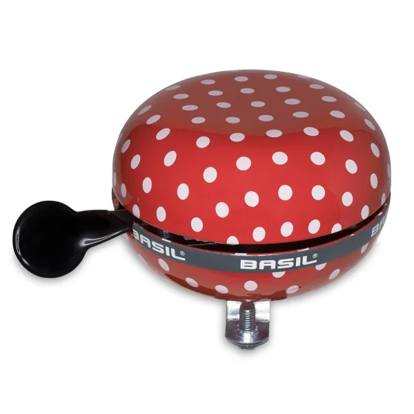 Fietsbel Basil Polkadot ø80mm - rood / wit